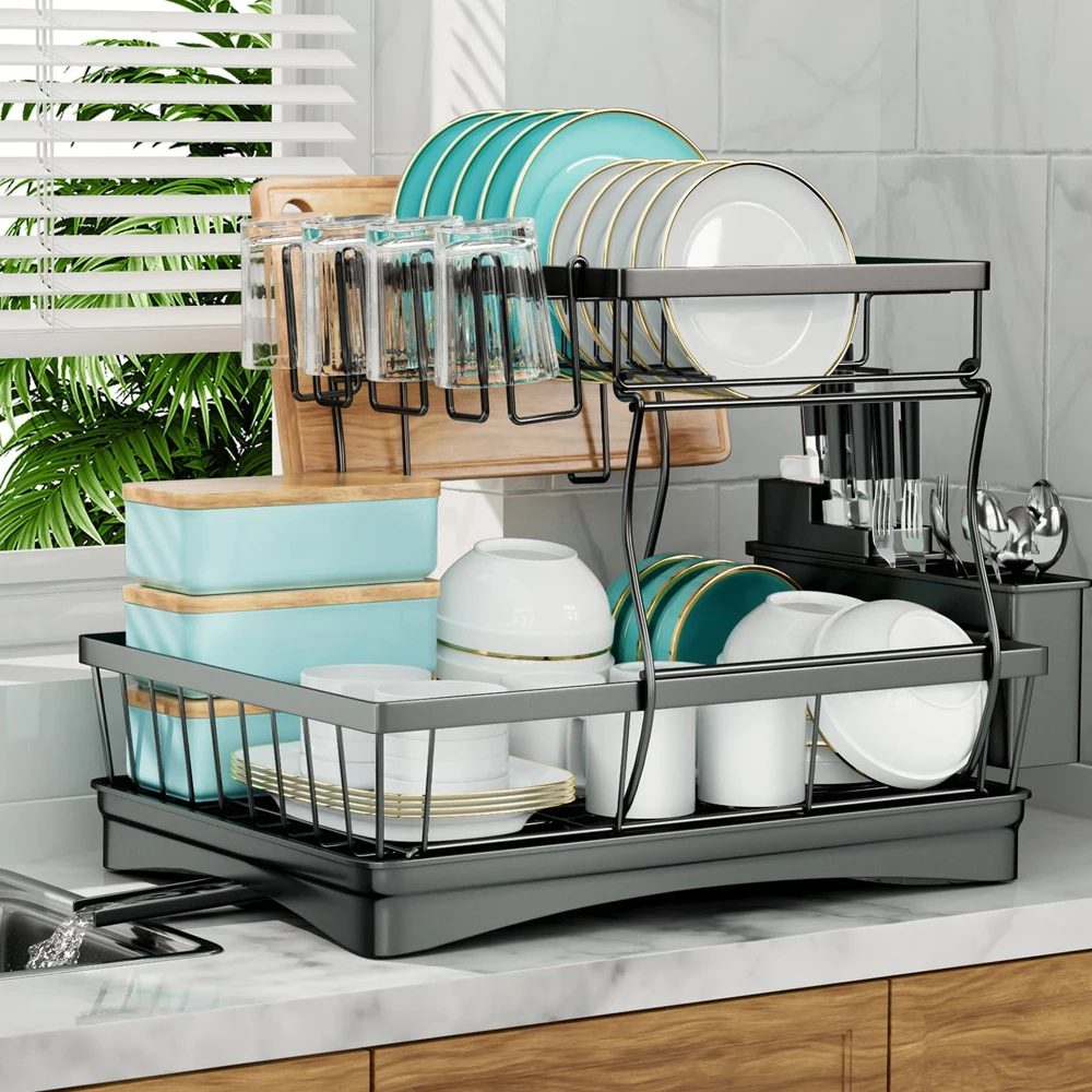 Two-Tier Dish Drying Rack
